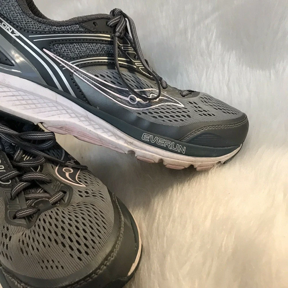 SAUCONY EVERUN ECHELON 7 Shoes Gray WHITE Pink Running Womens 9.5 Walking XT 900